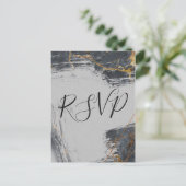 Marble Glitter Geometric RSVP Uitnodiging Briefkaart (Staand voorkant)
