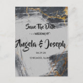 Marble Glitter Geometric Save the Date Aankondigingskaart (Voorkant)