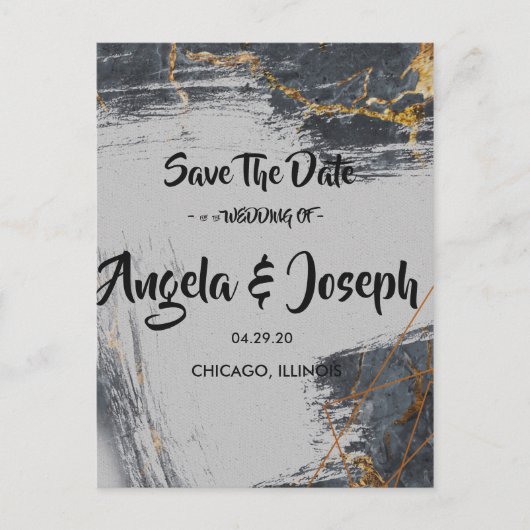 Marble Glitter Geometric Save the Date Aankondigingskaart (Voorkant)