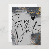 Marble Glitter Geometric Save the Date Announcemen Aankondigingskaart (Voorkant / Achterkant)