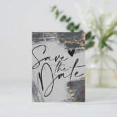 Marble Glitter Geometric Save the Date Announcemen Aankondigingskaart (Staand voorkant)