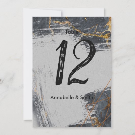 Marble Glitter Geometric table number Kaart (Voorkant)