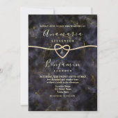 Marble Glitter Gold Black Wedding Kaart (Voorkant)