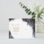 Marble Glitter Hartelijk dank voor uw Navy Blue Go Aankondigingskaart (Staand voorkant)