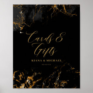 Marble Glitter Kaarten & Gifts Black Gold ID644 Poster