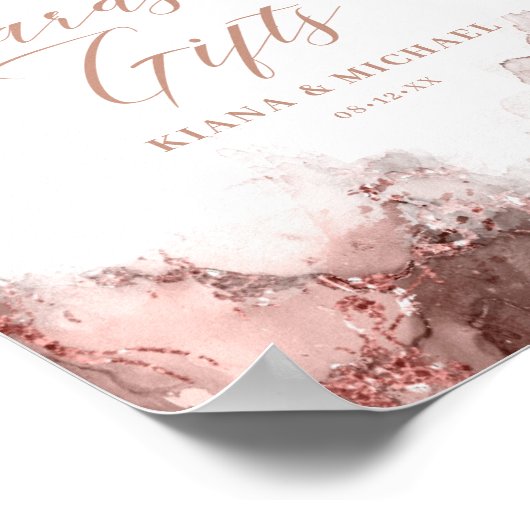 Marble Glitter Kaarten & Gifts Roos Gold ID644 Poster (Hoek)