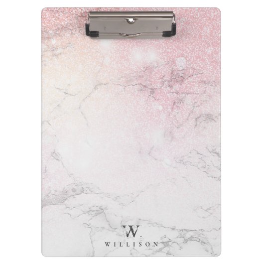 Marble Glitter Luxury monogram Klembord (Voorkant)