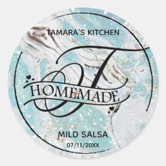 Marble Glitter Monogram T Homemade Product Labels