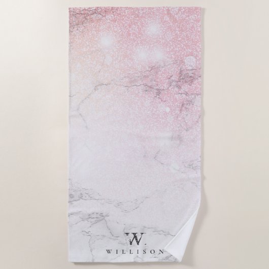Marble Glitter Personalized Strandlaken (Voorkant)