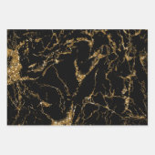 Marble Glitter Polka Dots Black/Gold Inpakpapier Vel (Voorkant)