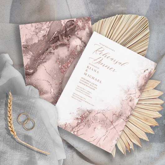 Marble Glitter Rehearsal Roos Gold ID644 Kaart