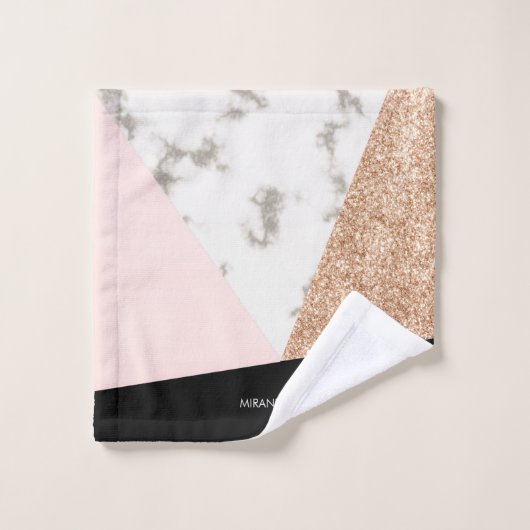 Marble Glitter Roos Mosaic Bad Handdoek (Wasdoekje)