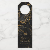 Marble Glitter Wedding Bedankt Black Gold ID644 Flessenhanger (Voorkant)