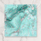 Marble Glitter Wedding Bedankt Blauwgroen Silver I Bedankjes Labels (Achterkant)