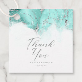 Marble Glitter Wedding Bedankt Blauwgroen Silver I Bedankjes Labels