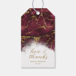 Marble Glitter Wedding Bedankt Burgundy Gold ID644 Cadeaulabel