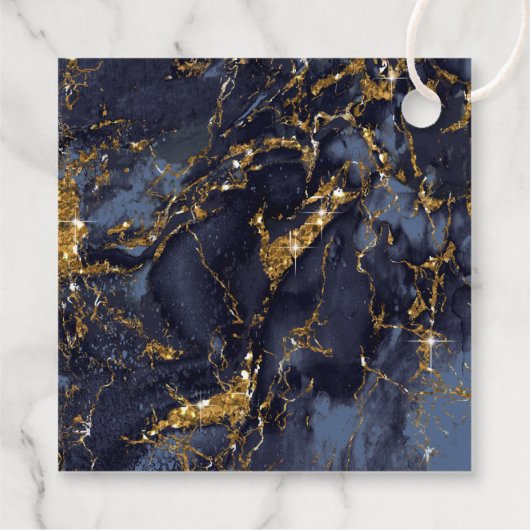 Marble Glitter Wedding Bedankt Navy Blue Gold ID64 Bedankjes Labels (Achterkant)