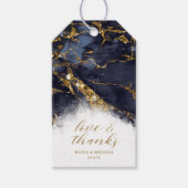 Marble Glitter Wedding Bedankt Navy Blue Gold ID64 Cadeaulabel (Voorkant)