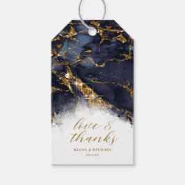 Marble Glitter Wedding Bedankt Navy Blue Gold ID64 Cadeaulabel