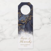 Marble Glitter Wedding Bedankt Navy Blue Gold ID64 Flessenhanger (Voorkant)