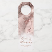 Marble Glitter Wedding Bedankt Roos Gold ID644 Flessenhanger (Voorkant)