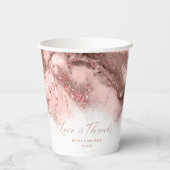 Marble Glitter Wedding Bedankt Roos Gold ID644 Papieren Bekers (Achterkant)