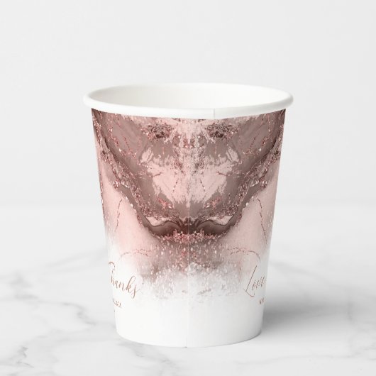 Marble Glitter Wedding Bedankt Roos Gold ID644 Papieren Bekers (Rechts)