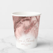 Marble Glitter Wedding Bedankt Roos Gold ID644 Papieren Bekers (Voorkant)