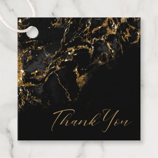 Marble Glitter Wedding Black Gold ID644 Bedankjes Labels (Voorkant)