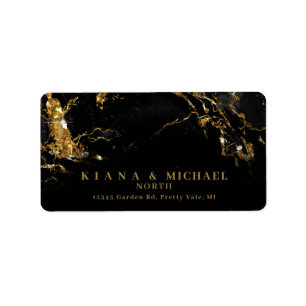 Marble Glitter Wedding Black Gold ID644 Etiket
