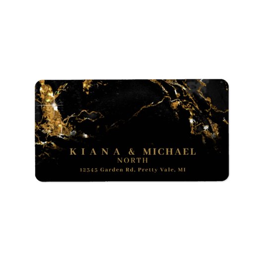 Marble Glitter Wedding Black Gold ID644 Etiket (Voorkant)