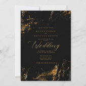 Marble Glitter Wedding Black Gold ID644 Kaart (Voorkant)