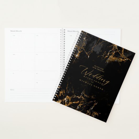 Marble Glitter Wedding Black Gold ID644 Planner (Display)