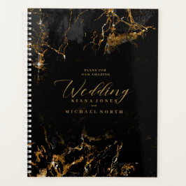 Marble Glitter Wedding Black Gold ID644 Planner