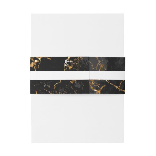Marble Glitter Wedding Black Gold V2 ID644 Uitnodigingen Wikkel (Achterkant Voorbeeld)