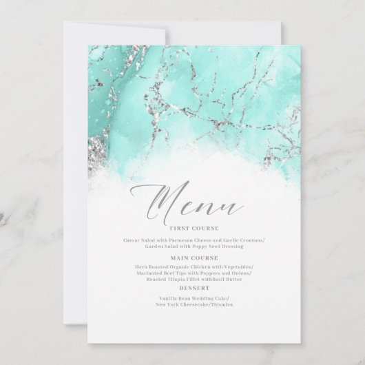 Marble Glitter Wedding Blauwgroen Silver ID644 (Voorkant)