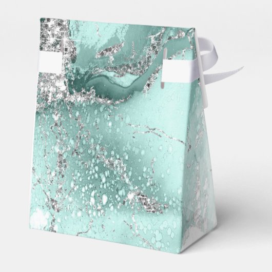 Marble Glitter Wedding Blauwgroen Silver ID644 Bedankdoosjes (Achterkant)