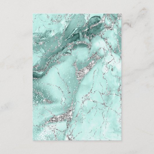 Marble Glitter Wedding Blauwgroen Silver ID644 Informatiekaartje (Achterkant)