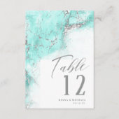 Marble Glitter Wedding Blauwgroen Silver ID644 Kaart (Voorkant)