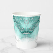 Marble Glitter Wedding Blauwgroen Silver ID644 Papieren Bekers (Rechts)