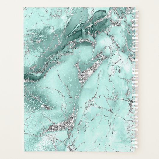 Marble Glitter Wedding Blauwgroen Silver ID644 Planner (Achterkant)