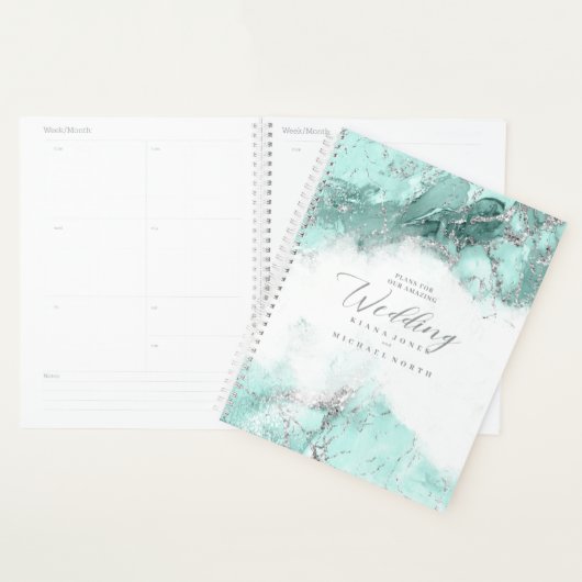 Marble Glitter Wedding Blauwgroen Silver ID644 Planner (Display)