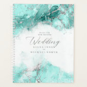 Marble Glitter Wedding Blauwgroen Silver ID644 Planner (Voorkant)