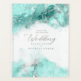 Marble Glitter Wedding Blauwgroen Silver ID644 Planner