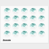 Marble Glitter Wedding Blauwgroen Silver ID644 Ronde Sticker (Vel)
