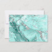 Marble Glitter Wedding Blauwgroen Silver ID644 RSVP Kaartje (Achterkant)