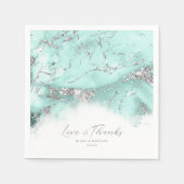 Marble Glitter Wedding Blauwgroen Silver ID644 Servet (Voorkant)