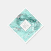 Marble Glitter Wedding Blauwgroen Silver V2 ID644 Servet (Hoek)