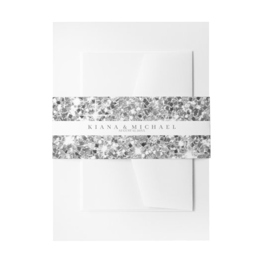 Marble Glitter Wedding Blauwgroen Silver V3 ID644 Uitnodigingen Wikkel (Voorkant Voorbeeld)