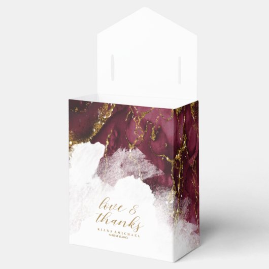 Marble Glitter Wedding Burgundy Gold ID644 Bedankdoosjes (Geopend)